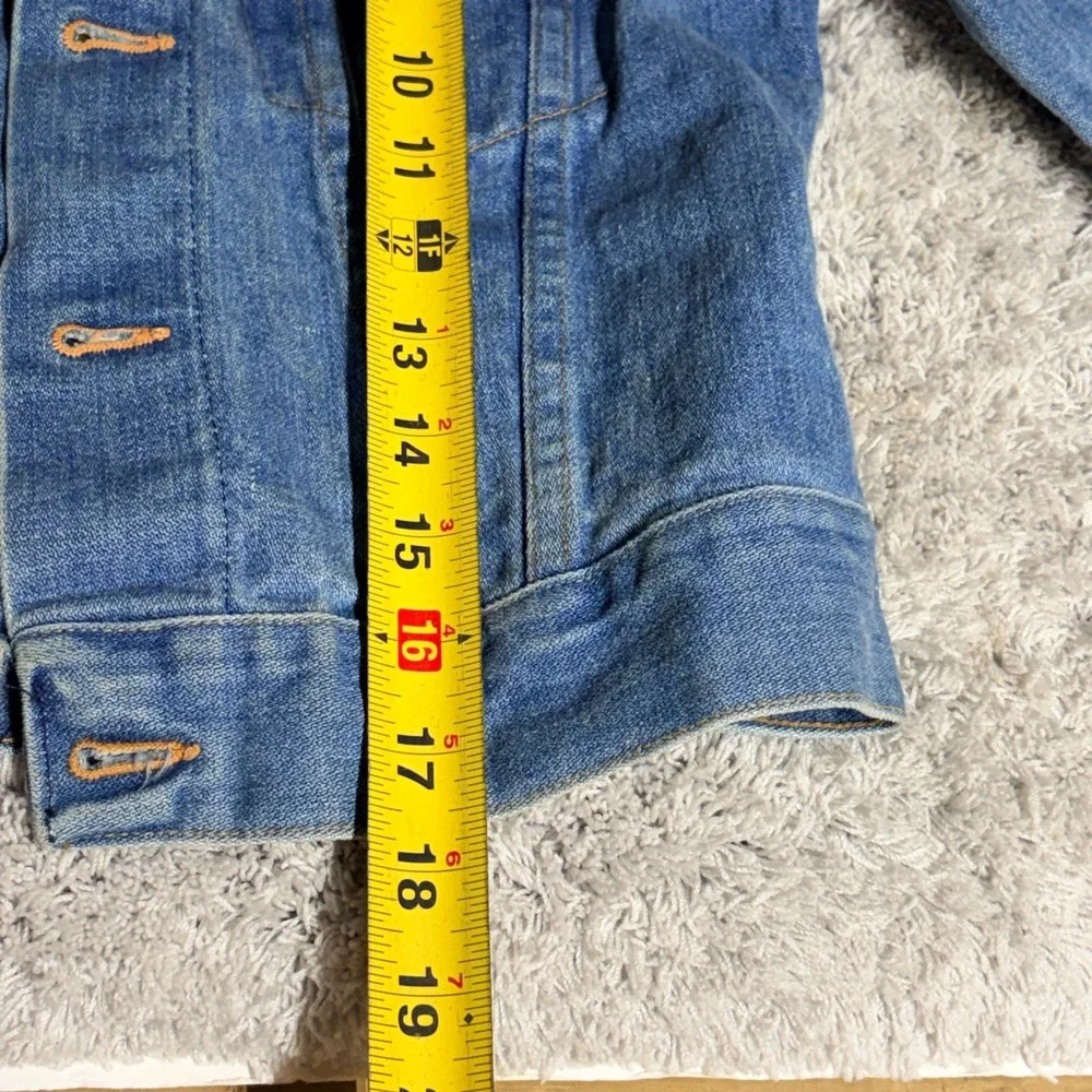 Vintage Wrangler Kids Denim Jacket Blue Patches Rainbow Canada Dry Made in USA